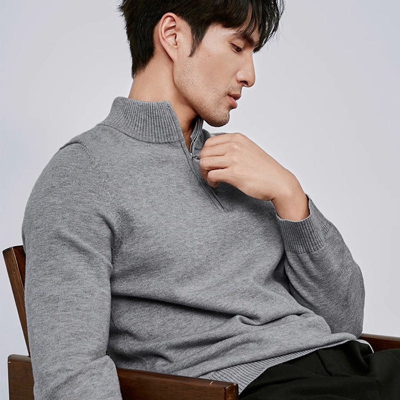 Men's Half Zipper Pullover Long Sleeve Sweater