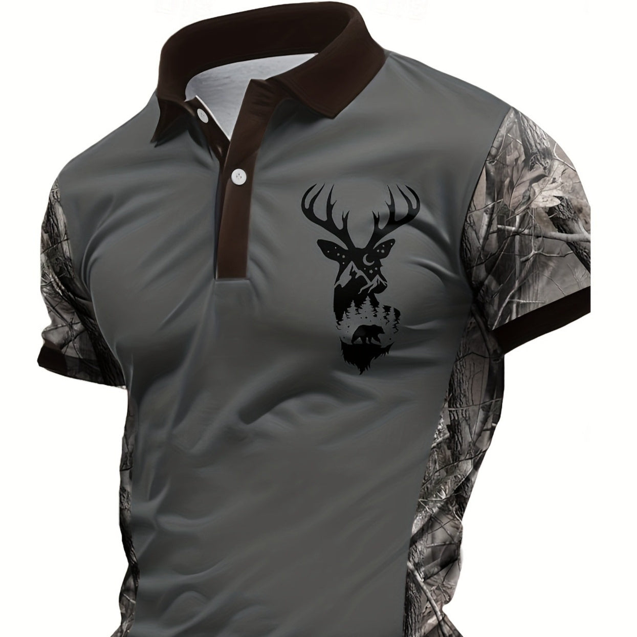 Men's Lapel Button Short-sleeved polo shirt Casual Fashion Simple