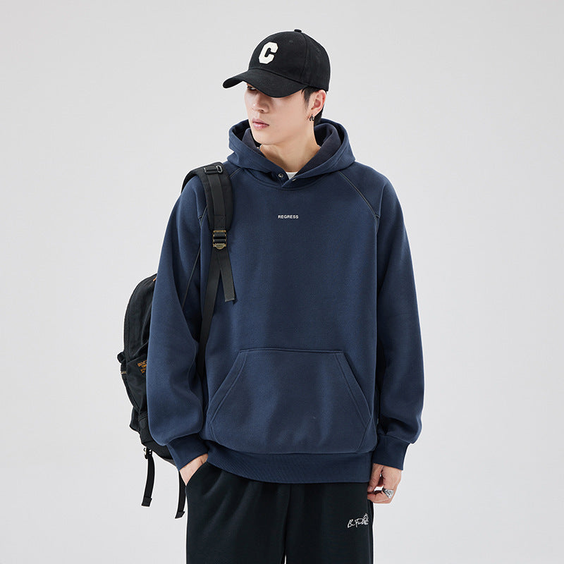 Autumn And Winter New Heavy Hooded Sweater Men's Fleece-lined Thickened Versatile Pullover Top